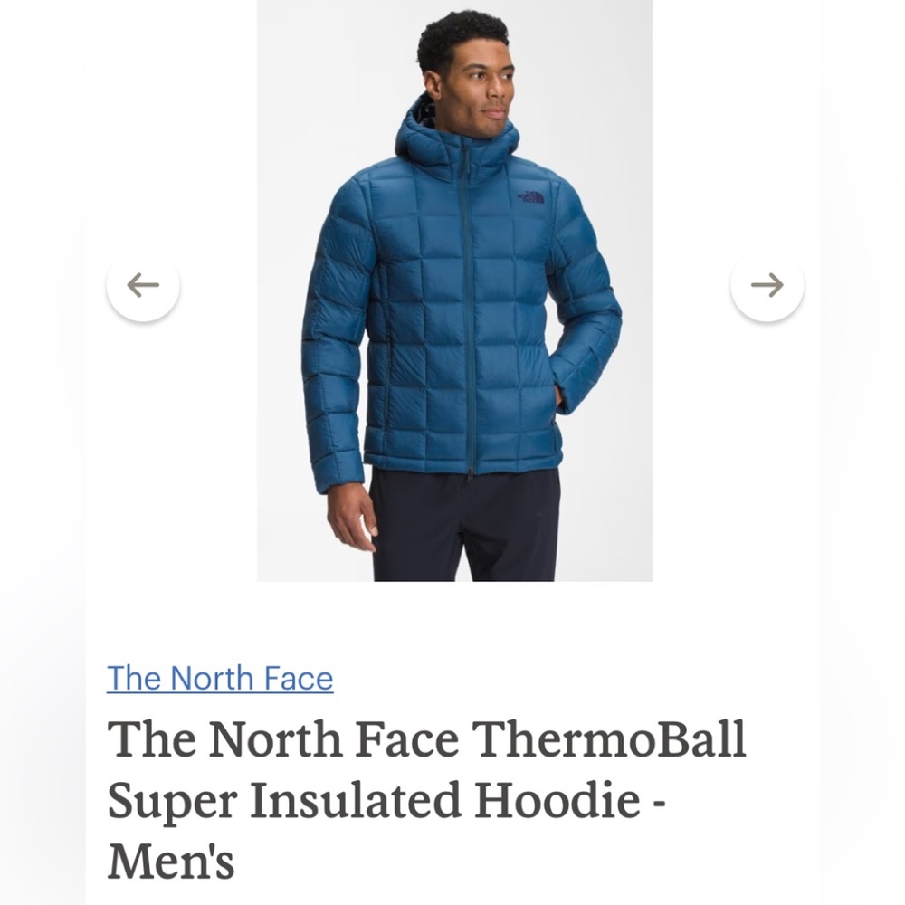 NWT-The North Face Men's ThermoBall SUPER Insulated Hoodie XXL-Monterey Blue